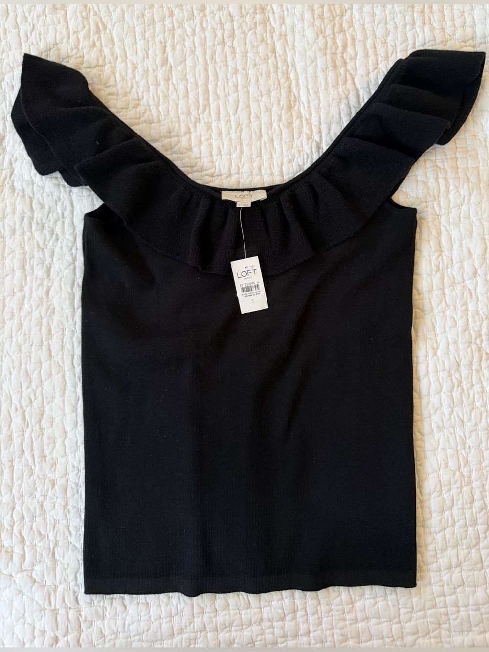 LOFT Black Ruffle Off-Shoulder Tank - Picture 4 of 7